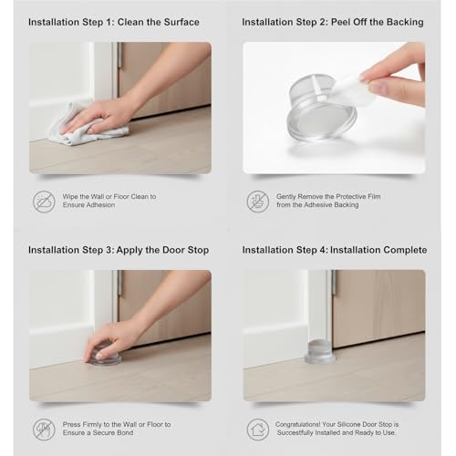 Butée de porte murale transparente silicone Ø40mm lot de 2 - 4