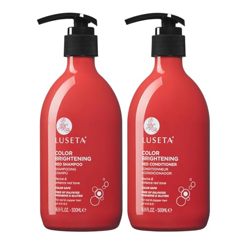 Color Treated Red Hair Shampoo and Conditioner Set with Pomegranate Extract for Copper Brightening...