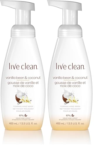 Live Clean Vanilla Bean & Coconut Foaming Hand Soap, 13.5 Fl Oz (Pack of 2)