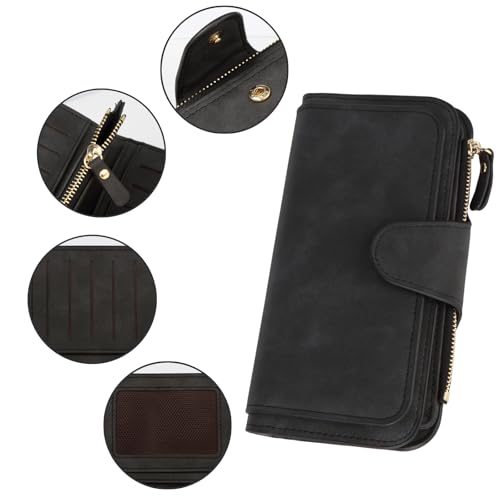 Women's Wallet PU Leather Trifold Wallet with Zipper Coin Pocket Slim Credit Card Holder, Large Capacity Clutch Purse with ID Window2