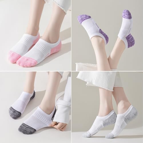Image of EPEIUS Thick No Show Socks for Women Athletic Ankle Socks Cushioned Running Low Cut Non Slip Footies 3 /6 Pairs