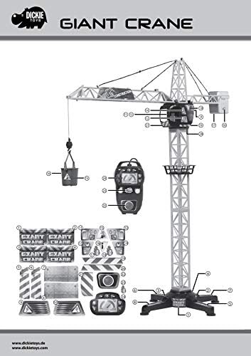 Dickie 203462411 Giant, Cable-Controlled Crane, 1 Meter High, Multicolor