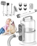 Simple Way Dog Vacuum Grooming Kit for Shedding: Professional Hair Clippers Pet Groomer - Strong Suction Cleaner Deshedding Tool Fur Brush Attachment Trimmer for Home Cat(Matte Grey)