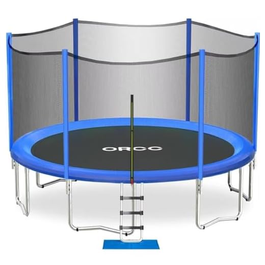 ORCC Trampoline 16FT 15FT 14FT 12FT 10FT 8FT Kids Recreational Trampolines with Enclosure Net - ASTM and CPSIA Approved- Safe Bounce Outdoor Backyard Trampoline for Kids Family Happy Time(15,B)