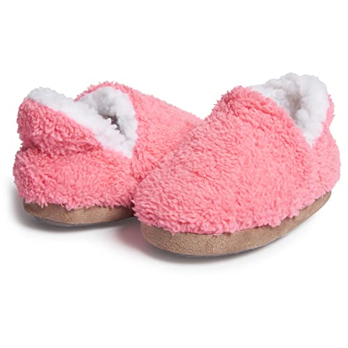 Lucky Brand Toddler Girls Sherpa Bedroom Slippers, Non Slip A-Line House Shoes, Little Kids Indoor Slipper, Pink, Size 5-6 #TOP2