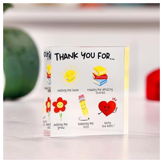 Gifts for Teachers - Unique Teacher Gifts from Students - Cute Acrylic Teacher Gift Block - Thank You Gifts for Teachers - Elegant Teacher Christmas Gifts, Teacher Thank You Gift