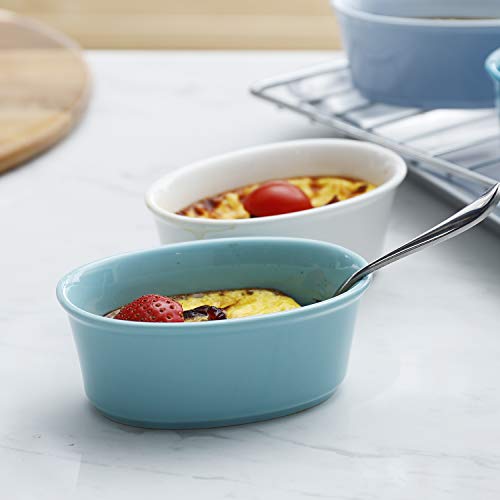 image for Sweese 506.003 Porcelain Ramekins 6 Ounce Souffle Dishes, Oval Ramekin