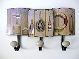 Höhe 21cm Unbekannt Nostalgie Blech Hakenleiste 34cm maritim mit 3 Haken für Garderobe oder Handtücher