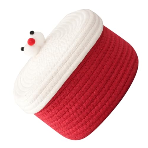 Panier de rangement en corde de coton tissée avec couvercle pour maison et bureau