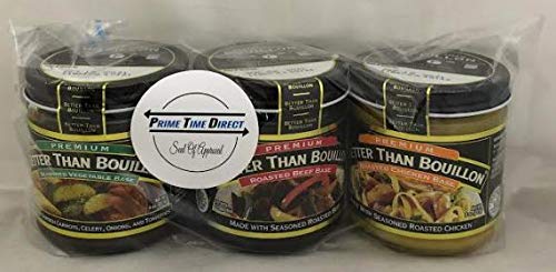 Better Than Bouillon Variety Pack- Beef Base, Chicken Base, Vegetable Base 8oz jars (3 Pack; 1 each) in a Prime Time Direct Sealed Bag - Thumbnail 2