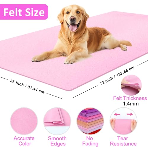 Image of XSEINO Baby Pink Large Felt Fabric 72 inch X 36 inch(2 Square Yards), 1.4 mm Thick Soft Felt Fabric Sheet for Crafts, Pink Series Colors Soft Nonwoven Fabric, Fit for Decoration, Sewing, DIY Crafts