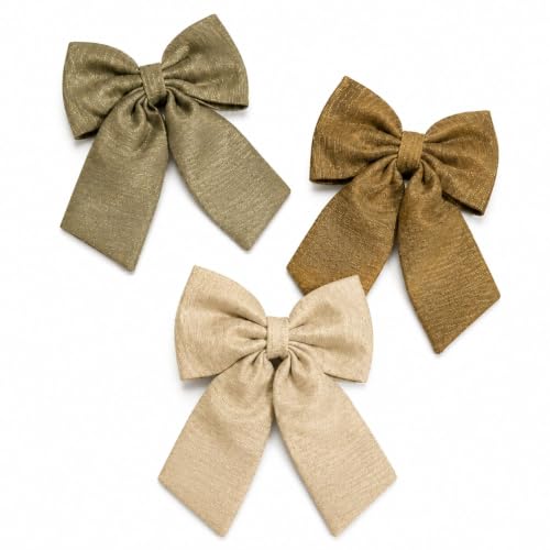 Image of Radhu & Kabby Premium Shimmer Bow Hair Clips for Women | Long Tail Statement Ribbon Bows