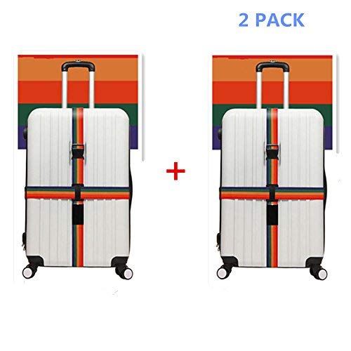 Adjustable Luggage Strap Travel Suitcase Baggage Packing Belt Long Cross Straps,Rainbow 2 Pack-image-39