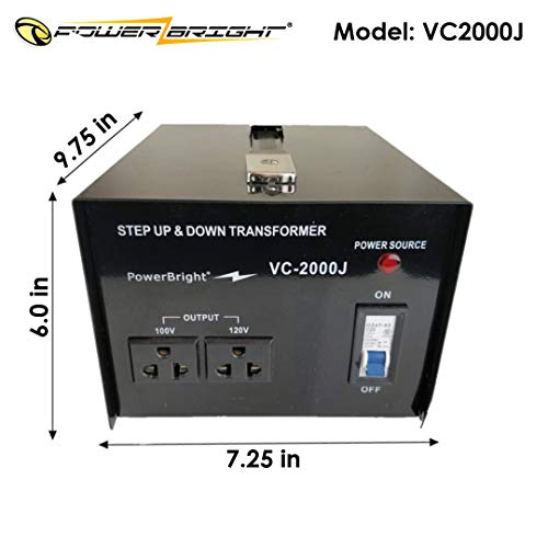 PowerBright 2000 Watts Japanese Voltage Transformers, Step Up and Down Japan Converter, Can be Used in 120 Volt and 100V Countries, Convert from 120V to 100V and 100V to 120V, Universal Outlet Socket - Thumbnail 6