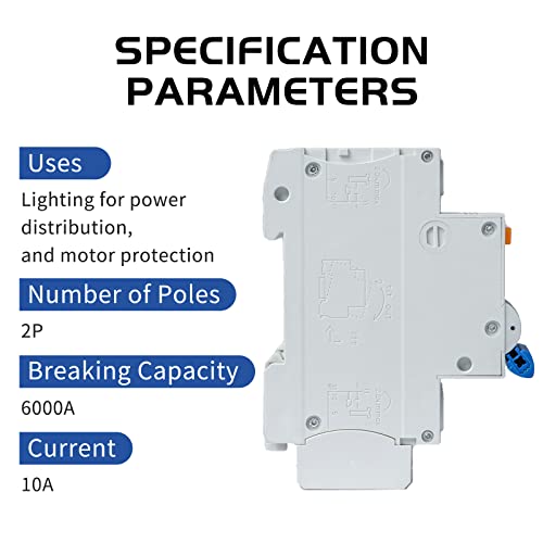 Sfb1-63Hc 2P Miniature Circuit Breakers Din-Rail Mounted Mcb Ac 50/60Hz Current Of 10Amp Voltage 400V Overload, Thermal Magnetic Trip Short-Circuit Protection Of Lighting #TOP2