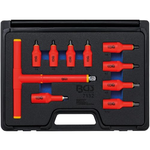 COFFRET 10 OUTILS ISOLES 1000V VDE DOUILLES 6 PANS MALE CARRE 3/8
