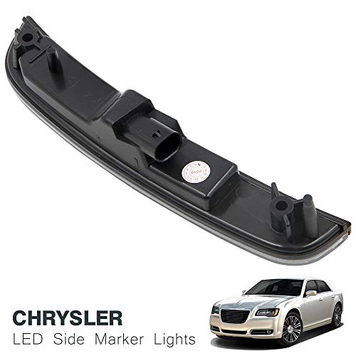Clear Lens Amber/Red Full LED Front Rear Side Marker Light Kits for Chrysler 300 2015 2016 2017 2018 2019 LED Turn Singal Lights Powered by Total 180-SMD LED, Replace OEM Sidemarker Lamps