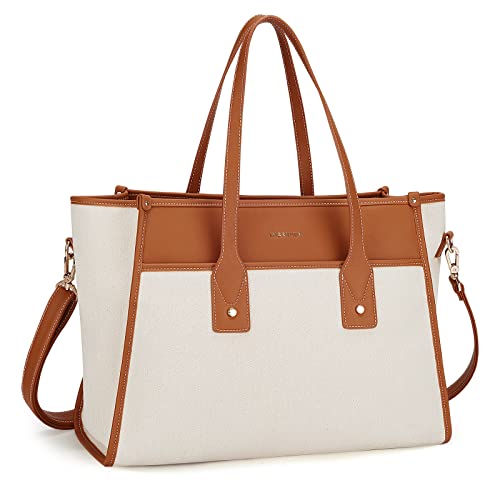 Missnine Tote Bag Canvas Laptop Bag 15.6 inch Work Bags for Women Casual Computer Shoulder Purse for Office, School