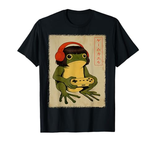 Japanese Gamer Frog Bob Haircut Meme Men Women Boys Gaming T-Shirt