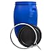 plasteo® 120 Liter Weithalsfass mit Deckel und Spannring Futtertonne Kunststofffass Universalfass Deckelfass Lebensmittelecht Wasserfass Regentonne Lagerfass | Stabile Griffmulden | Blau