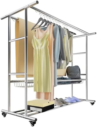Portable Foldable Clothes Drying Rack - Tripod Design, Space-Saving, Rotating, Indoor/Outdoor Use, Floor Standing with 4 Wheels & Shoe Basket for Easy Laundry Drying