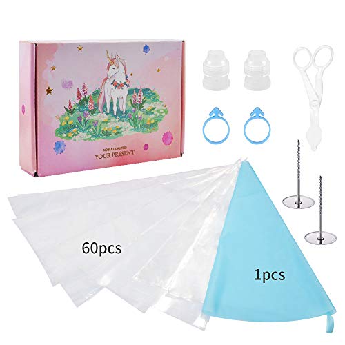 67pcs Pastry Bags Sets with 60pcs 3 Sizes (12”+14”+16”) Transparent Silicone Icing Pastry
