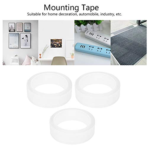 Adhesive Tape, 3Pcs Multipurpose Reusable Transparent Seamless Double Sided Adhesive Tape 30Mm X 2Mm X 1M,Extra Large Tough Nano Mounting Tape Double Sided #TOP4