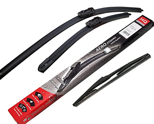 HQ Automotive Wiper Blades for TOYOTA C-HR SUV (2016-2023) Front Rear Wipers Replacement Kit (UK version - RHD)