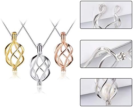 925 Sterling Silver/Gold Plated/Rose Gold Plated Twisted Ball Cage Pendants for Pearl, Cages for DIY Jewelry Making - Image 2