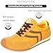 Casual Sneakers for Men Wide Width Fashion Sneakers Genuine Leather Trendy Lace-Up Walking Shoes Lightweight Comfort Non Slip for Outdoor with Memory Foam Insole,Yellow,43 EU