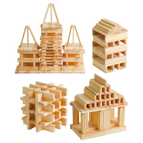 Planches empilables en bois de construction pour jeu d'apprentissage éducatif (100 pcs)