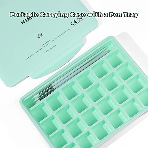 Himi Gouache Paint Set, 24 Colors X 30Ml Unique Jelly Cup Design With 3 Paint Brushes And A Palette In A Carrying Case Perfect For Artists, Students, Gouache Opaque Watercolor Painting (Green) #TOP3