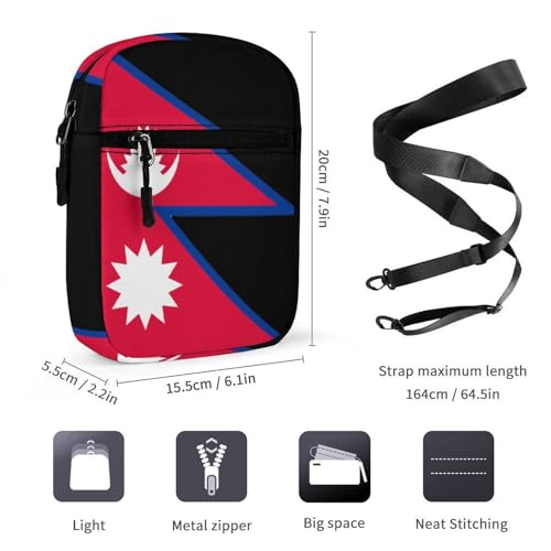 Flag of Nepal Nepali Nepalese Women's Cute Small Mini Crossbody Bag Top Zip Sling Square Shoulder Bags2