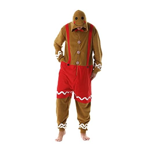 #FollowMe 6446-L Men's Adult Onesie/Mens Pajamas,Gingerbread Man,Large
