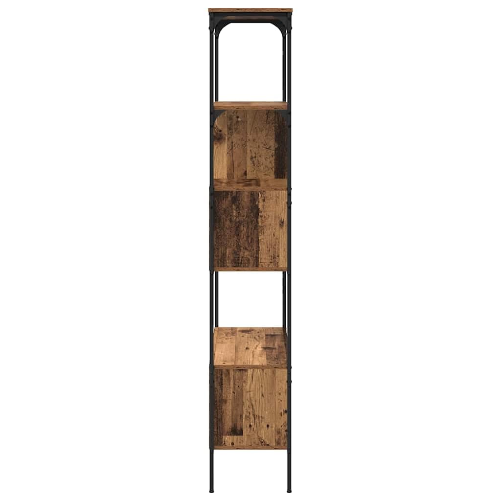 Bibliothèque en bois vieilli, 76 x 33 x 188,5 cm, avec 7 étagères, étagère stable de style vintage, bibliothèque étroite pour salon, design scandinave, grand espace de rangement