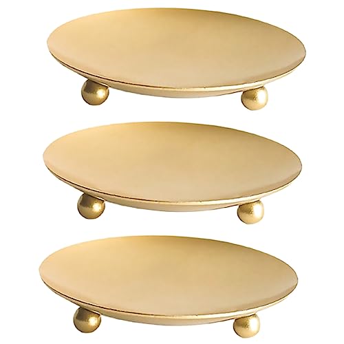Cabilock 3pcs Iron Candlestick Simple Candlestick Candle Plate Candle Holder Wedding Candlestick Creative Candle Tray Metal Candlestick Party Supplies Candle Stand Candle Display Tray