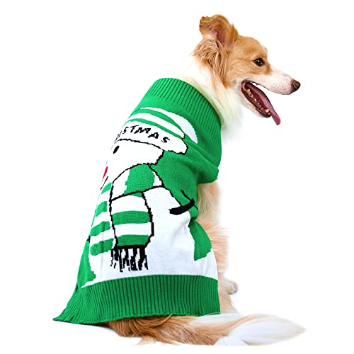 NACOCO Dog Christmas Sweater Cat Snowman Jumper Pet Ugly Funny Santa Claus Vest Dog Holiday Knitwear Warm Fall Winter Clothes for Dogs Cats Pullover Cat Sweaters Outfits(Green Snowman, XXL)