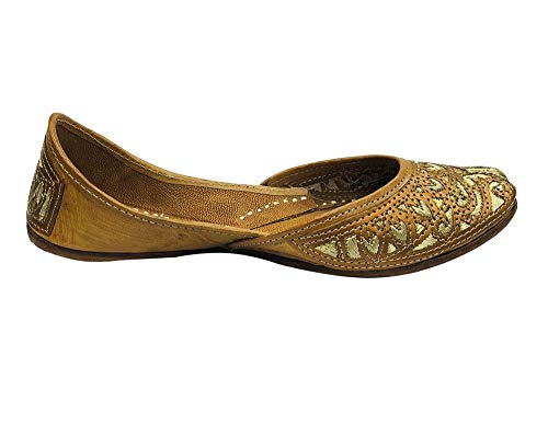 Image of Ladies Copper Punjabi Jutti Ethnic Mojari Handmade Leather Indian Jooti
