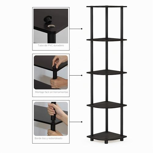 Miniatura 7 de Furinno Estantes Sin Herramientas Espresso Negro 5 Niveles