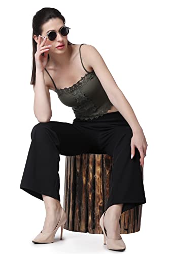 Image of POPWINGS Formal Casual Solid Trousers for Women || Work Trousers for Women || Pull On Trousers for Women || High Waist Plain Women Trousers for Summer