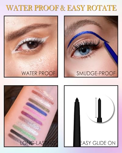 Lápiz delineador de ojos retráctil glitter azul miniatura 3