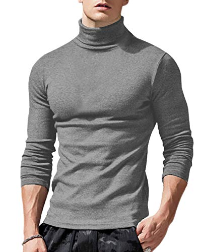 GAESHOW Mens Turtleneck Sweater, Slim Fit Basic Thermal Turtle Neck Top Long Sleeve Casual Knitted Pullover Sweater