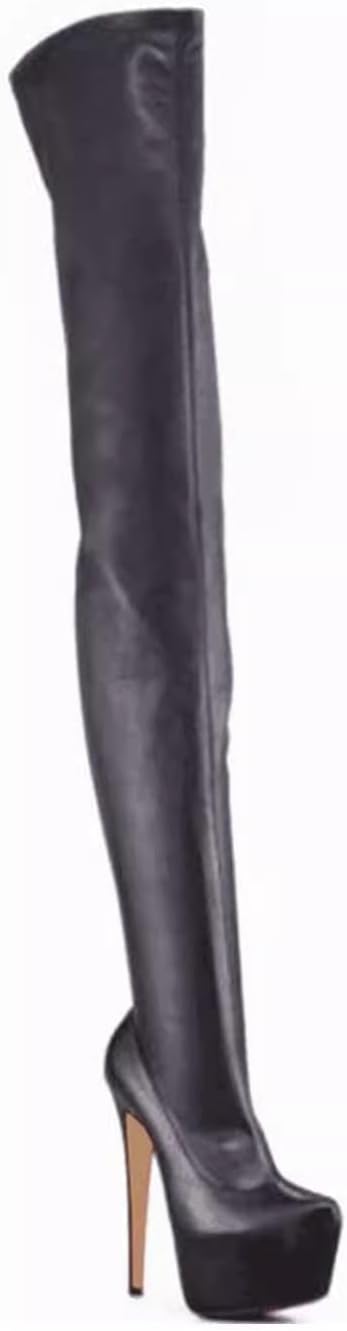 White Burgundy Thigh high boots Women's leopard Zebra Print Lime green Stiletto heel Platform Newspaper Over the knee Round toe Side back zipper unisex high heels - Image 4