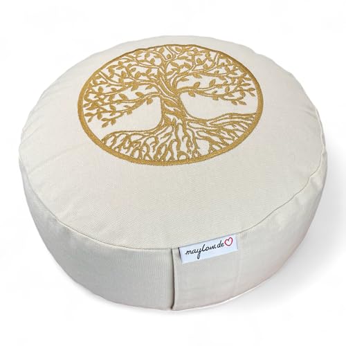 maylow Yoga mit Herz Yogakissen Meditationskissen mit Stickerei...