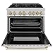 ZLINE Autograph Edition 36 in. 4.6 cu. ft. Legacy Dual Fuel Range with 6 Burner Gas Cooktop and Electric Convection Oven in Stainless Steel and Polished Gold Accents (RAZ-36-G)