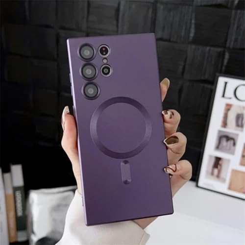 Coque métallique Galaxy S24 Plus violette magnétique avec protection écran