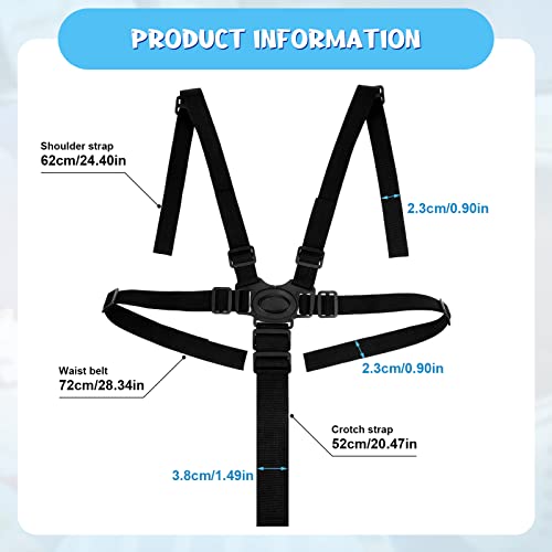 ALTcompluser Sicherheitsgurt für Kinder,5-Punkt-Gurt Verstellbare Hochstuhl Sicherheitsgurte Gurte für Kindersitz Kinderwagen und Hochstuhl (Schwarz)