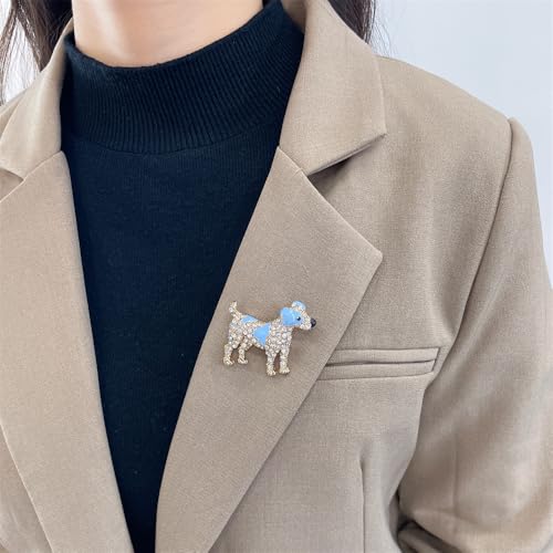 Image of Cute Dog Rhinestones Cartoon Animal Brooch Lapel Pins Badge Brooches for Women Girls Suit Desses Clothing Backpacks Bags Hats Accessory Fashion Jewelry