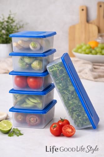 Image of Fridge Storage Containers Set of 2 (1500 ML Each) with LID, Stackable Fridge Storage Boxes for Fruits & Vegetables, BPA Free Kitchen Storage Containers for Fridge