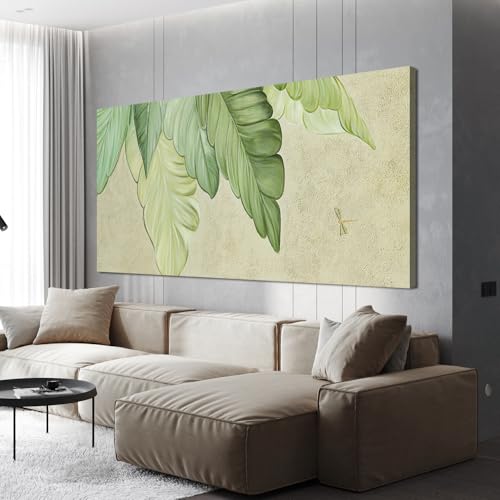 Large Modern Green Canvas Wall Art (29x58)